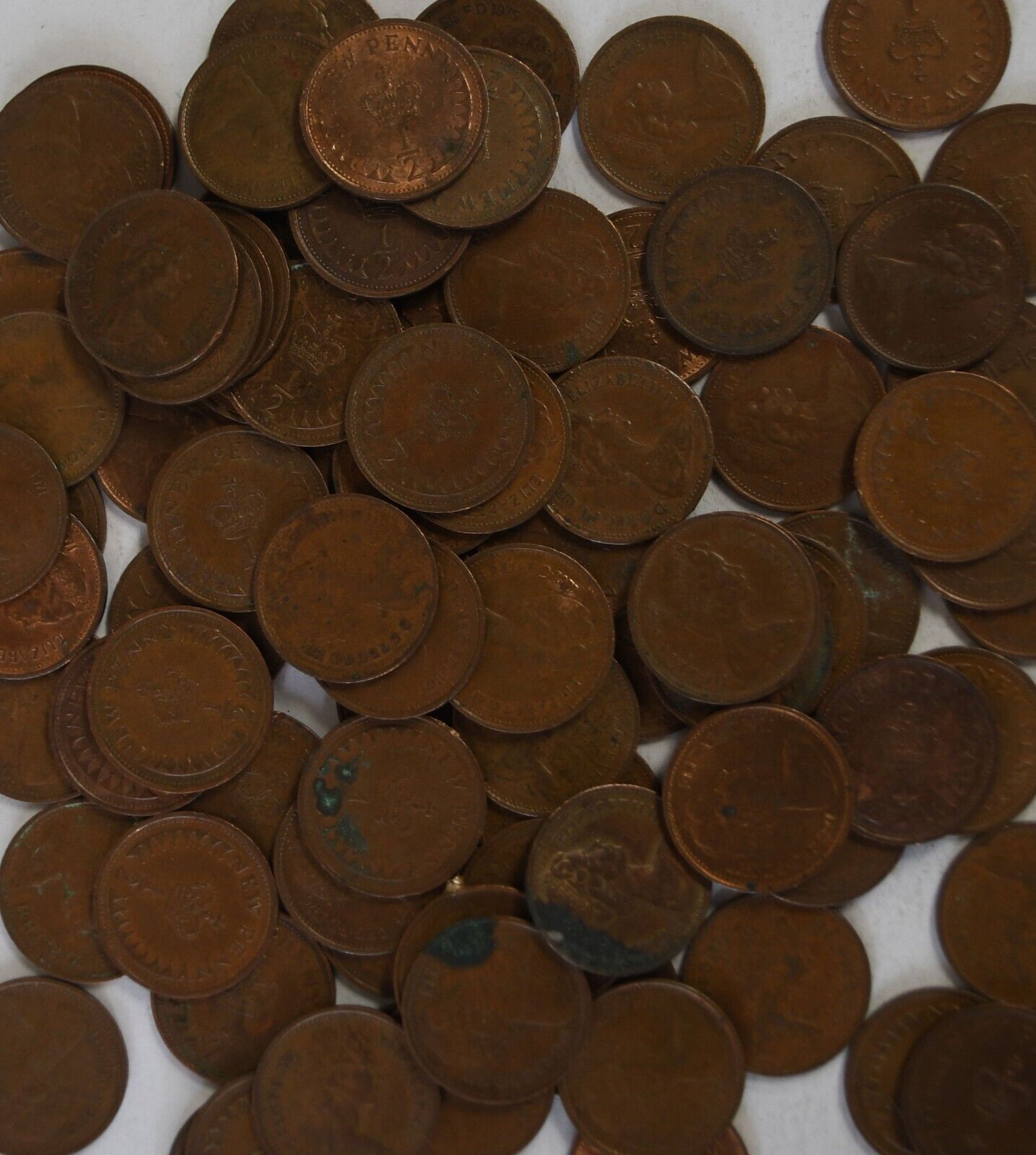 90pc Great Britain New Half Penny 1/2 Bronze Coins 1971-1981