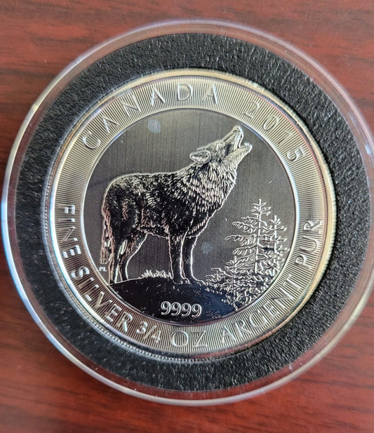 2015 Canada 3/4oz. Grey Wolf Silver Coin .9999 Fine BU