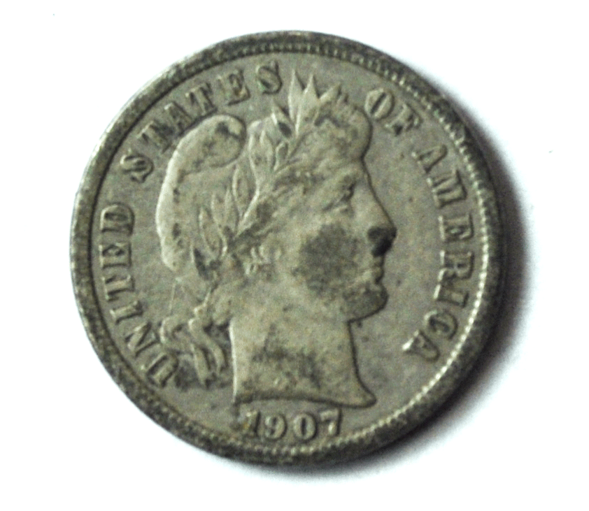 1907 S 10c Barber Silver Dime Ten Cents Dime San Francisco