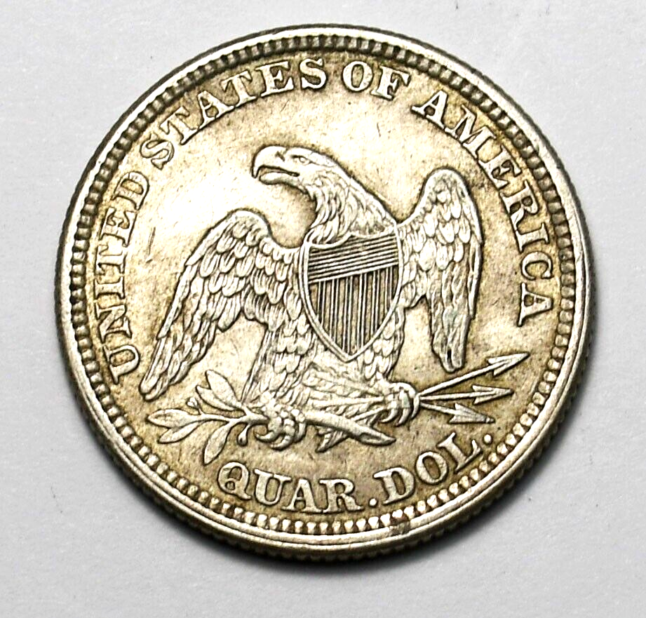 1861 25c Seated Liberty Silver Quarter Dollar Twenty Five Cents Philadelphia