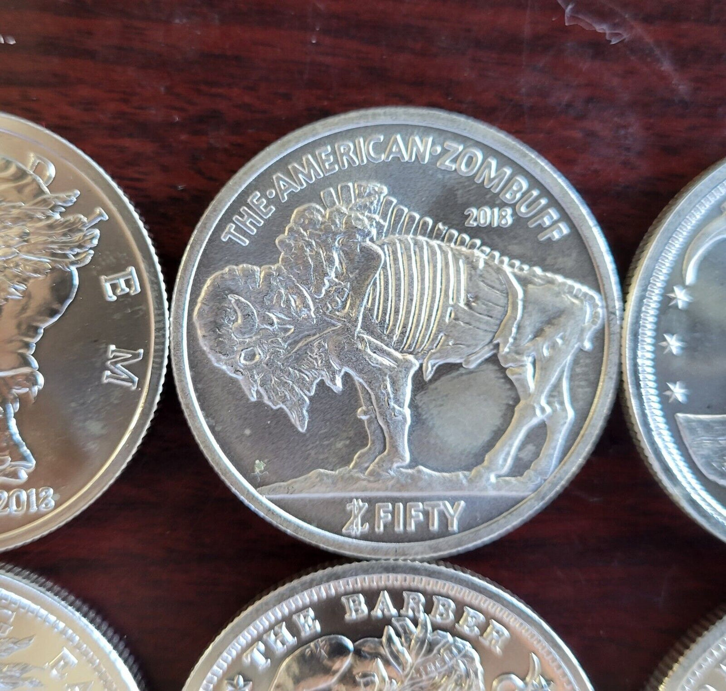 7pc Set Of Zombucks .999 Fine Silver 1oz. Zombuff, Morgue Anne, Murk Diem