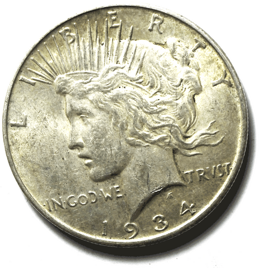 1934 D $1 Peace Silver One Dollar US Denver AU