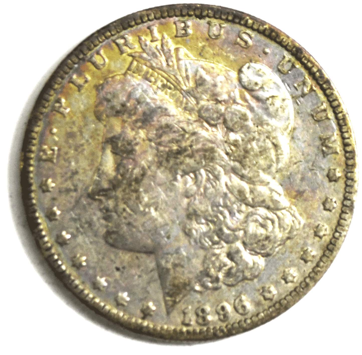 1896 O $1 Morgan Silver One Dollar VAM 4 Micro Small O Rainbow Toned