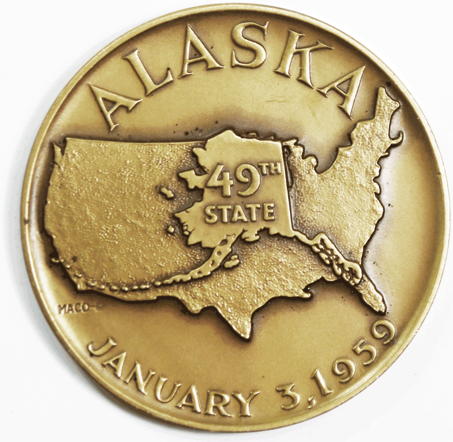 Alaska State Seal 49th 1959 MACO 63mm Bronze Medallic Art