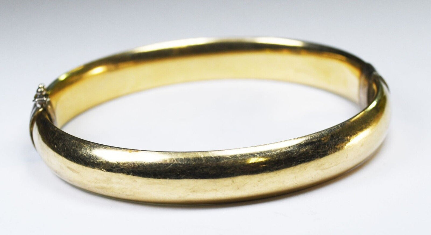 Sterling Silver JJT 14k Gold Filled Medium Oval Hinged Bangle Bracelet 11mm