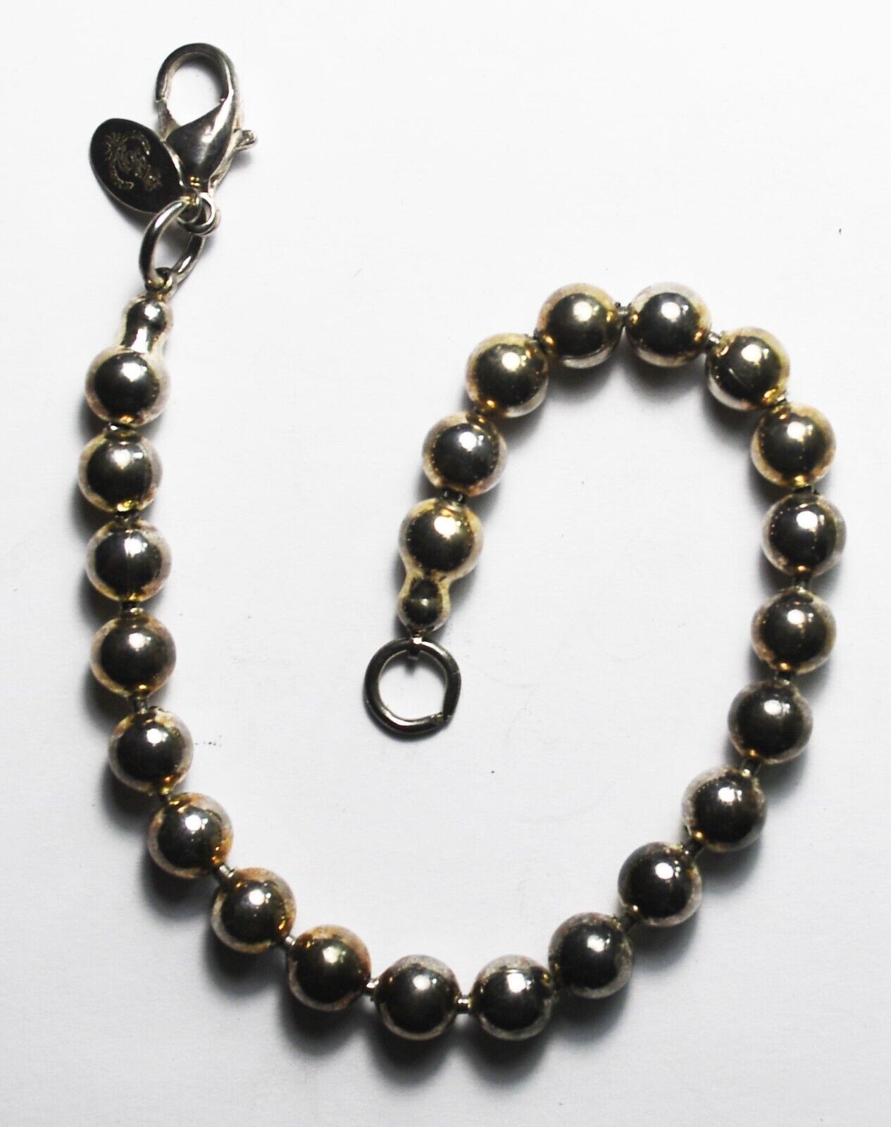 Silver Plate Premier Design Beaded Bracelet 6mm 7.5"