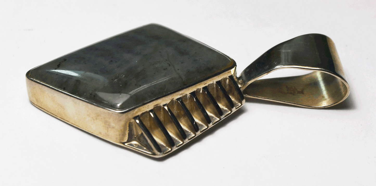 Sterling Silver Desert Rose Labradorite Pendant 55mm x 34mm