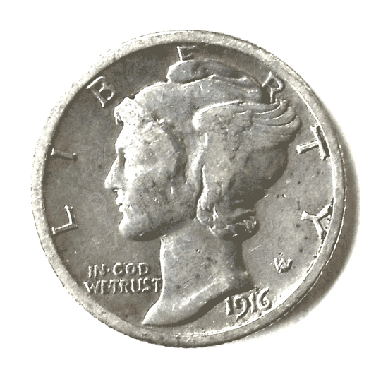 1916 S 10c Mercury Silver Dime Ten Cents San Francisco