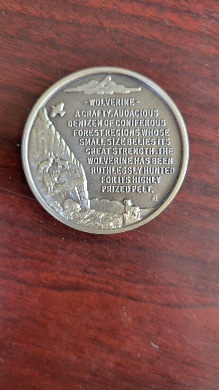 Longines Symphonette Sterling Wolverine Wildlife Series Medal 1.1oz Coin