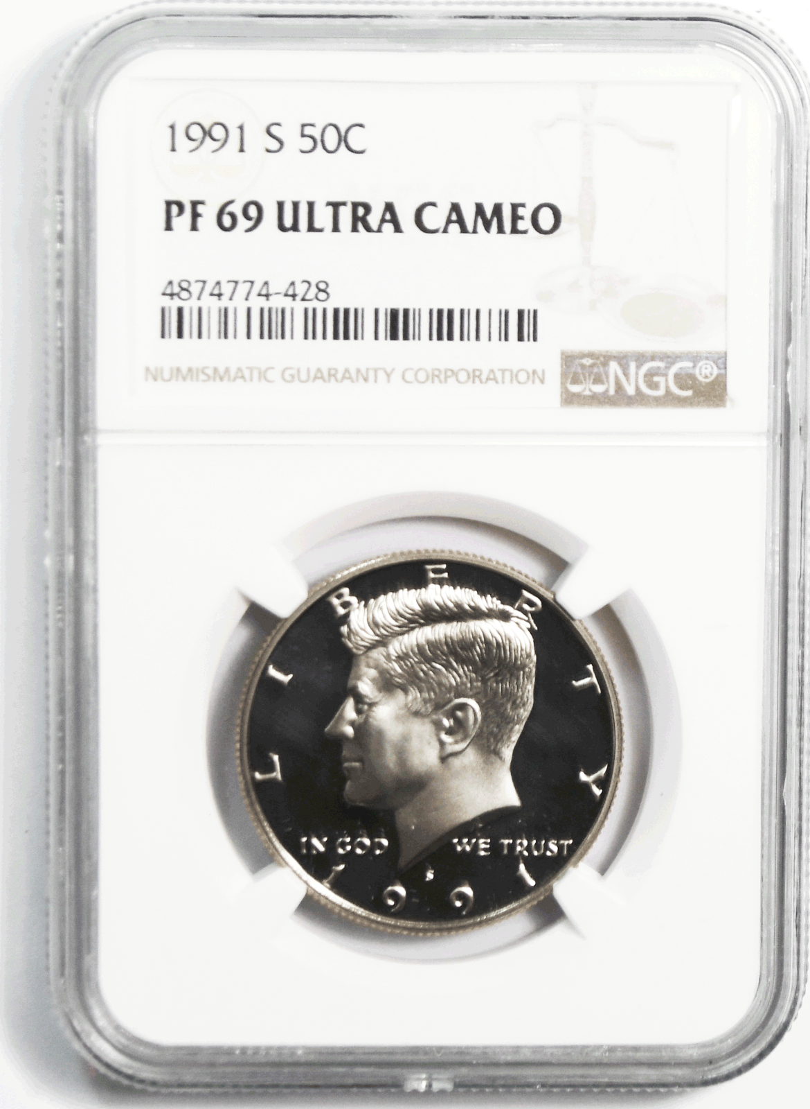1991 S 50c Kennedy Half Dollar NGC PF69 Ultra Cameo Proof San Francisco