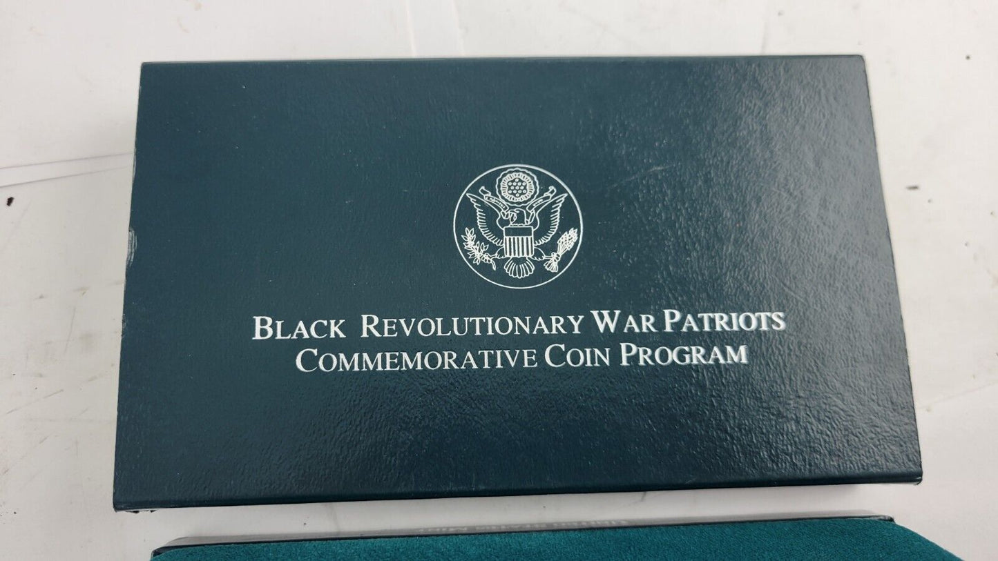 1998 S Black Revolutionary War Patriots Commemorative 2pc Silver Dollar Coin Set