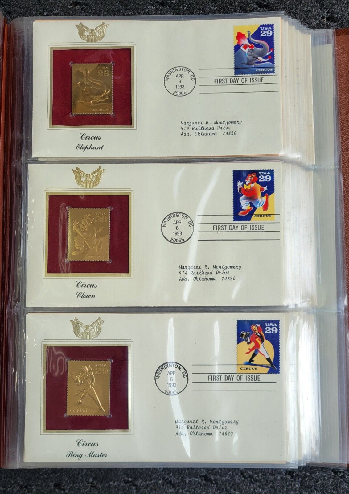 Golden Replicas of United States Stamps Album 22k Gold In Booklet 47pc.