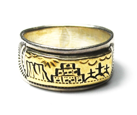 Sterling TC Case Co 925 14k storyteller Ring 10mm Band Size 8