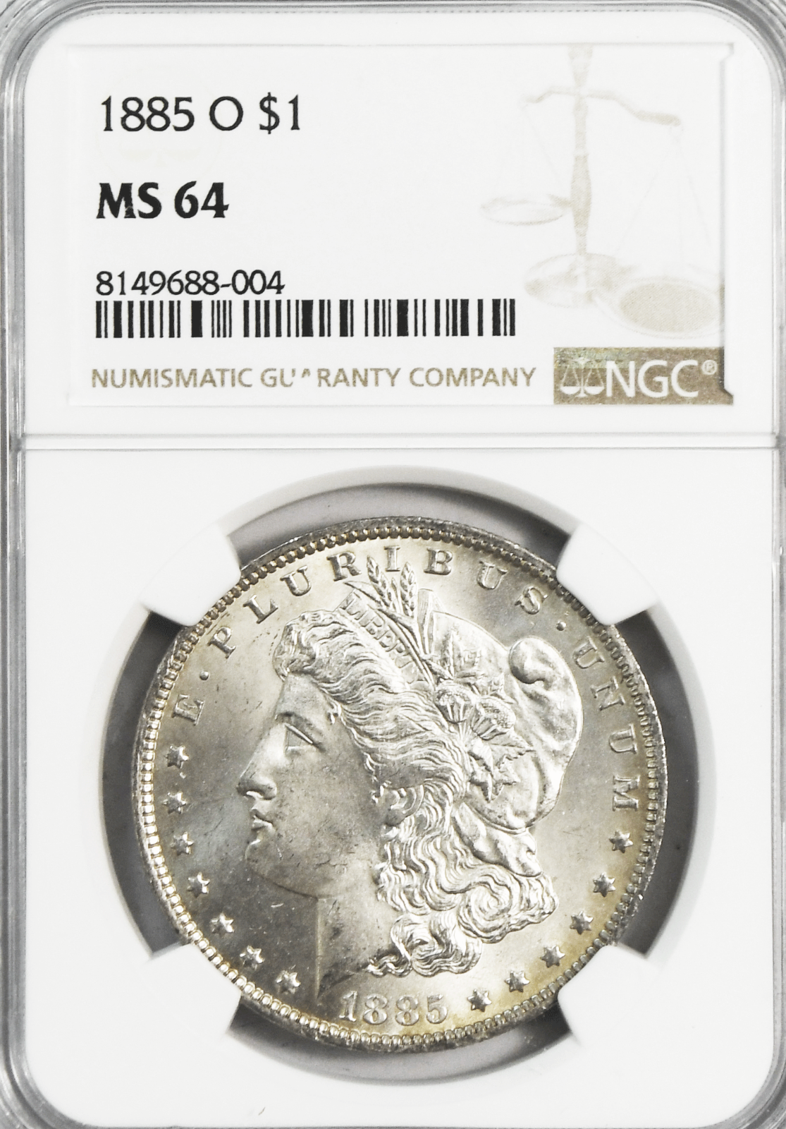 1885 O $1 Morgan Silver Dollar NGC New Orleans MS64 Uncirculated