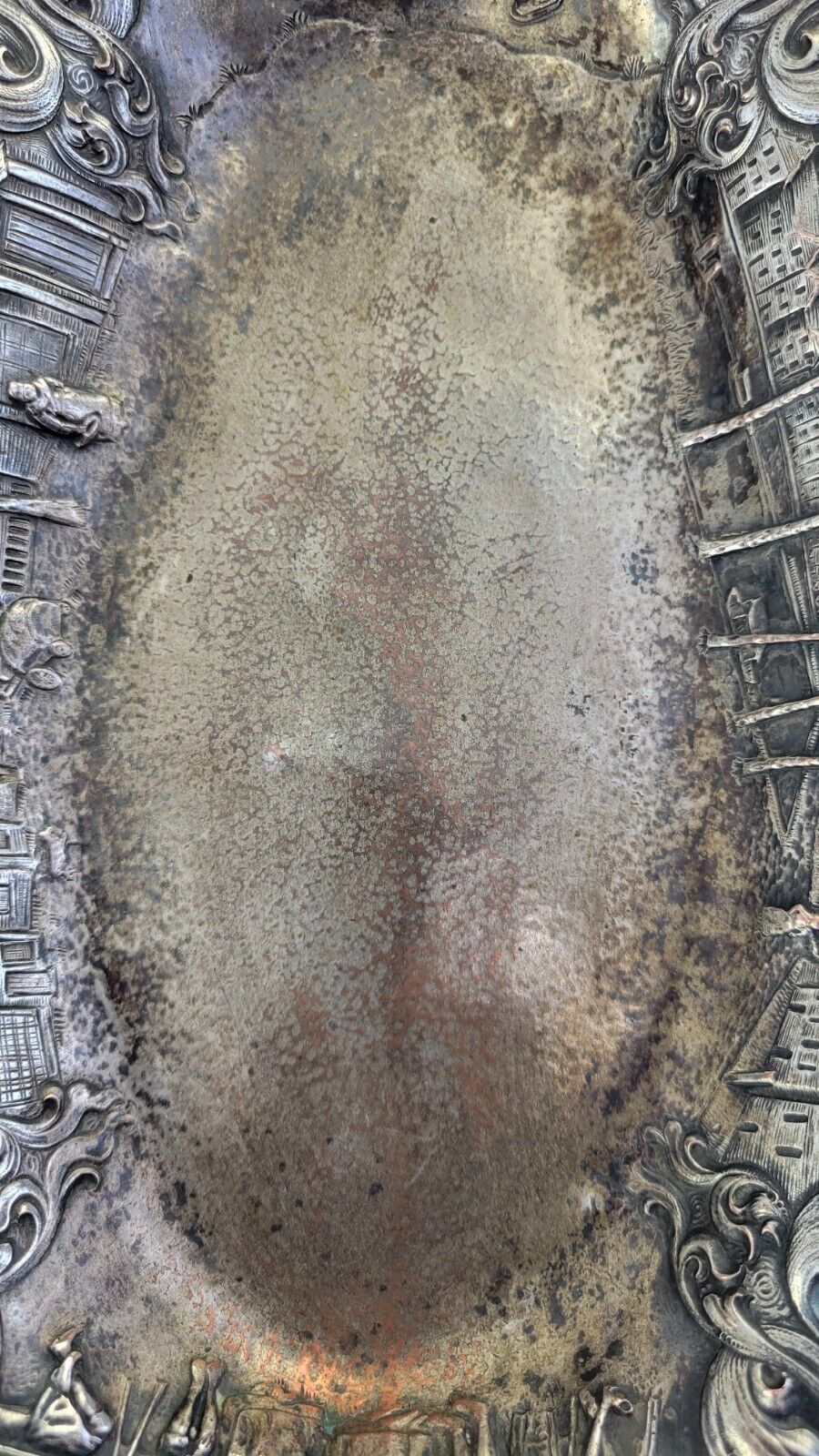 Barbour International Silver Co Quadruple Plate Dutch Scene Bread Tray 13.5"