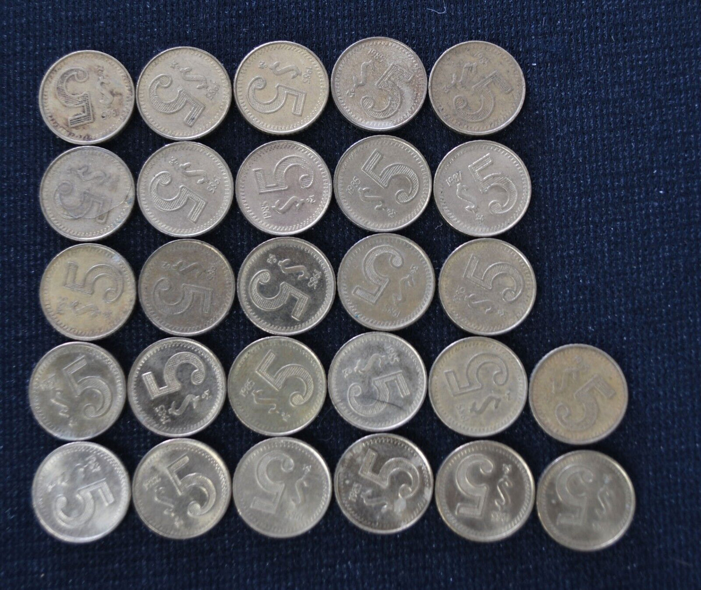 27pc Mexico $5 Five Pesos 1985-1988 Coins  KM# 502