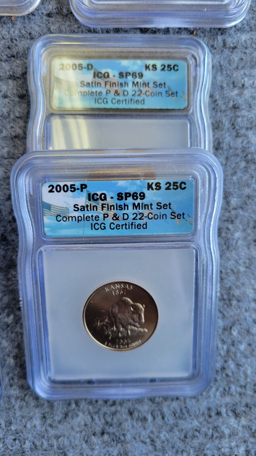 2005-P & D Satin ICG SP69 Set Sacagawea, Cent, Dime, Half, Quarter, Nickel 22pc