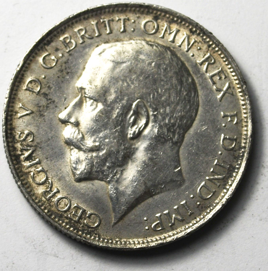 1918 Great Britain Florin Two Shillings KM# 817 Silver Coin AU Cleaned