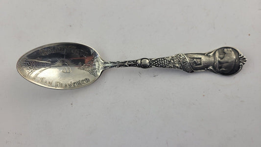 San Francisco 5 3/4" Sterling Silver Souvenir Spoon .72oz. Golden Gate Mechanics
