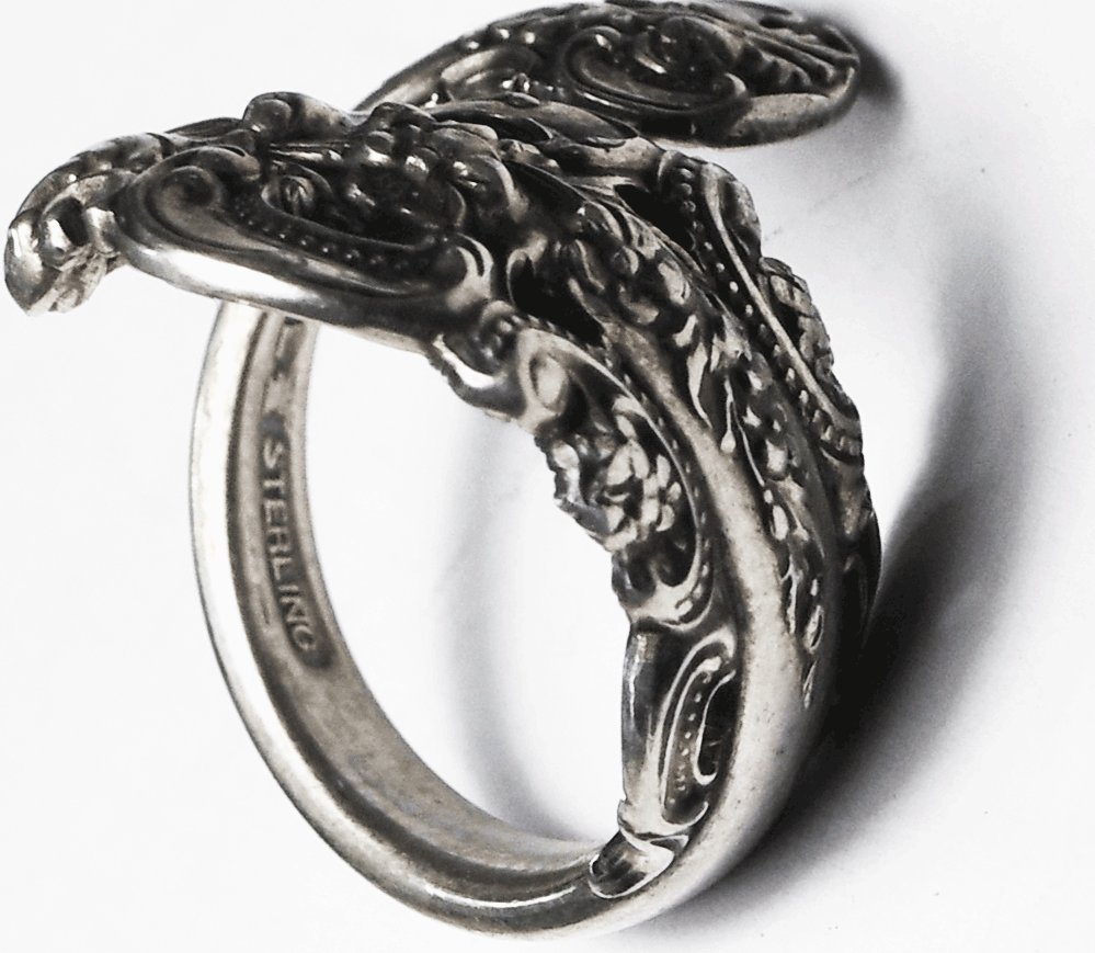 Antique Sterling Silver Grand Baroque Wallace Bypass Ring 24mm Size 6