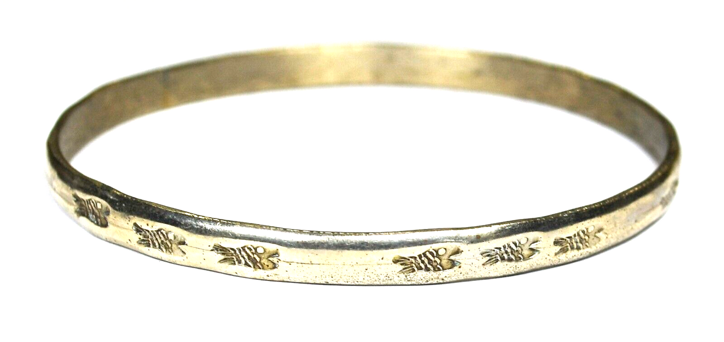 Sterling Silver 3 Fish Bangle Medium Bracelet 5mm