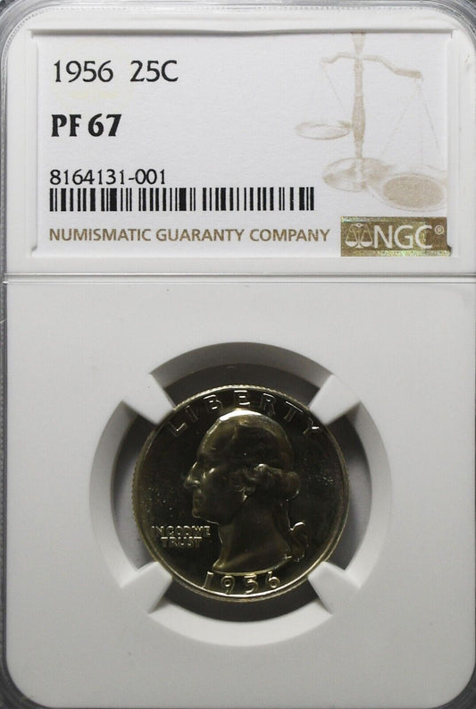 1956 25c Washington Proof Silver Quarter Dollar NGC PF67