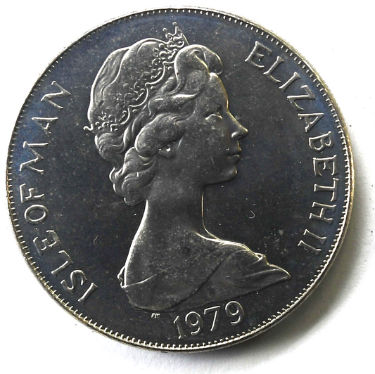 1979 Isle Of Man Crown Copper Nickel Coin KM# 45 Triskeles 8
