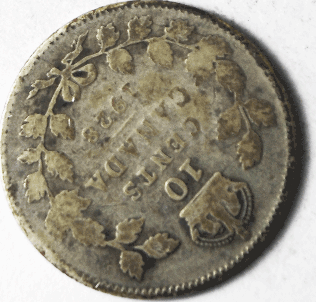 1928 Canada 10c Ten Cents Silver Coin Dime KM# 23a