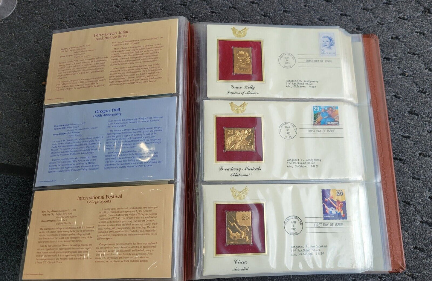 Golden Replicas of United States Stamps Album 22k Gold In Booklet 47pc.