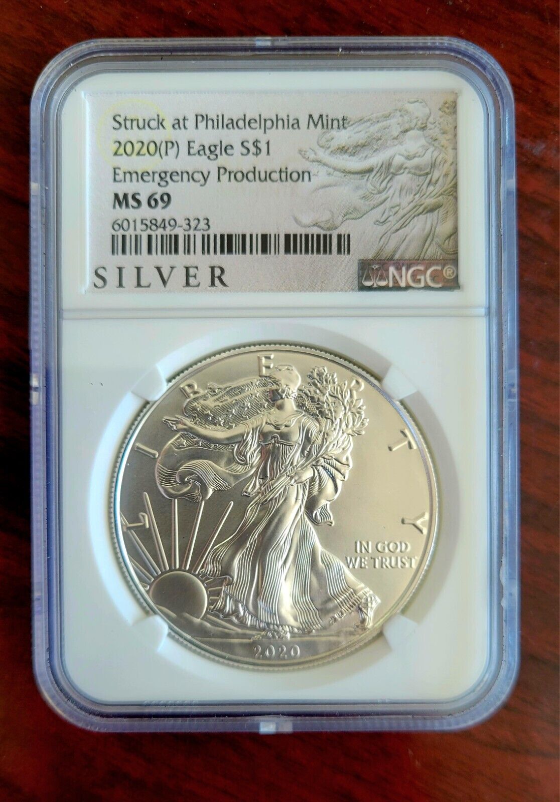 2020 (P) $1 Silver Eagle NGC MS69 Emergency Production Philadephia Mint Dollar
