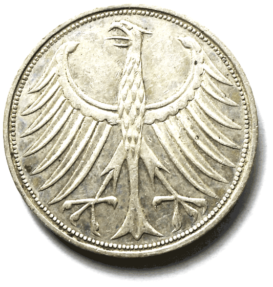 1965 F Germany Federal Republic 5 Five Marks Silver Coin KM# 112.1