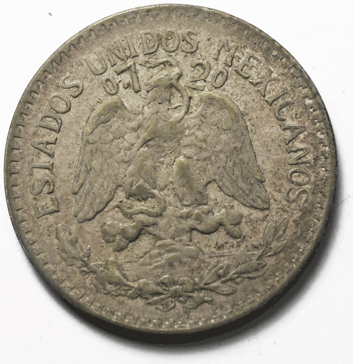 1937 Mexico Estados Unidos Mexicanos Fifty Centavos 50c Silver Coin KM#447