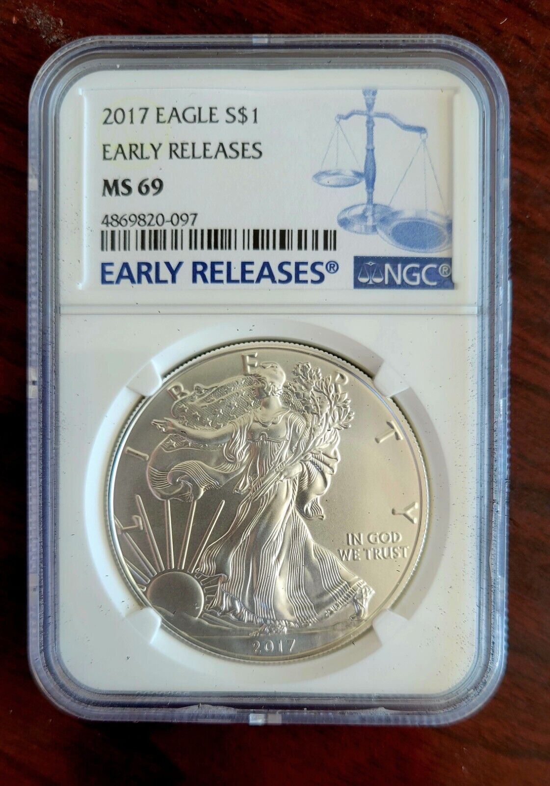 2017 $1 Silver Eagle NGC MS69 Dollar Early Release
