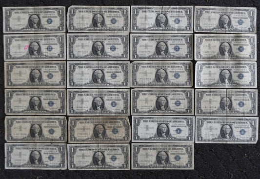 23-  1957 A $1 One Dollar Silver Certificate Blue Seal Star Notes Lot 1957A