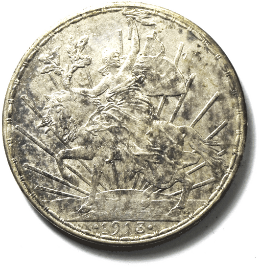 1913 Mexico Silver One Peso Coin KM#453 AU Rare