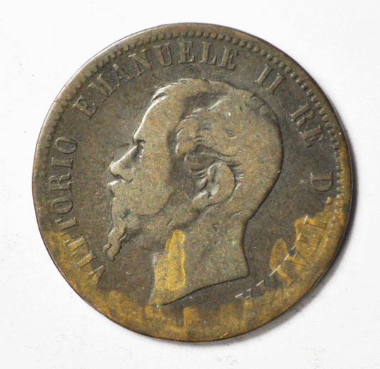 1866 M Italy 10c Ten Centesimi Copper Coin KM#11.1 Rare