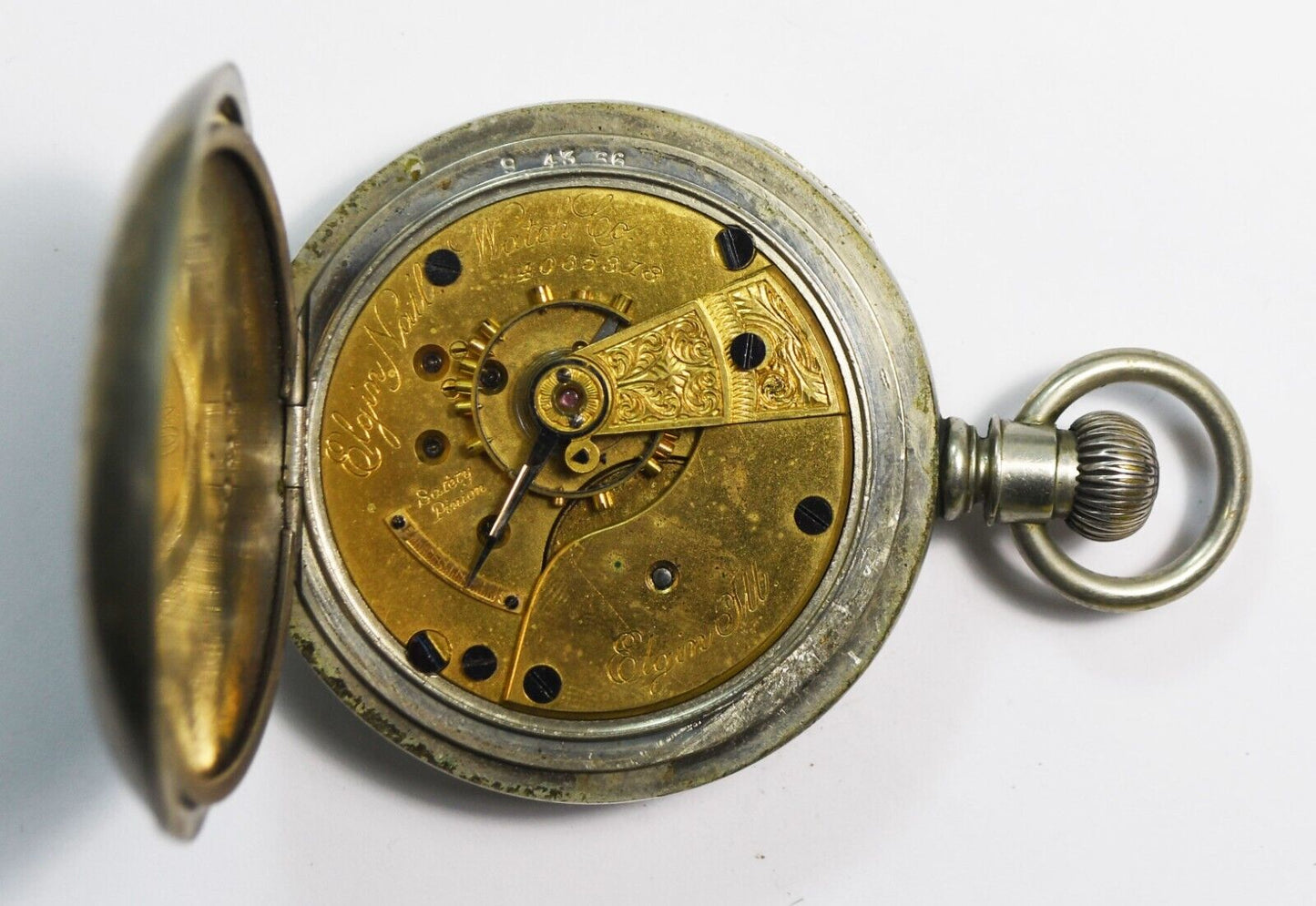1891 Elgin Grade 74 Size 18 Open Face Pocket Watch NR Paperwork in Case Back