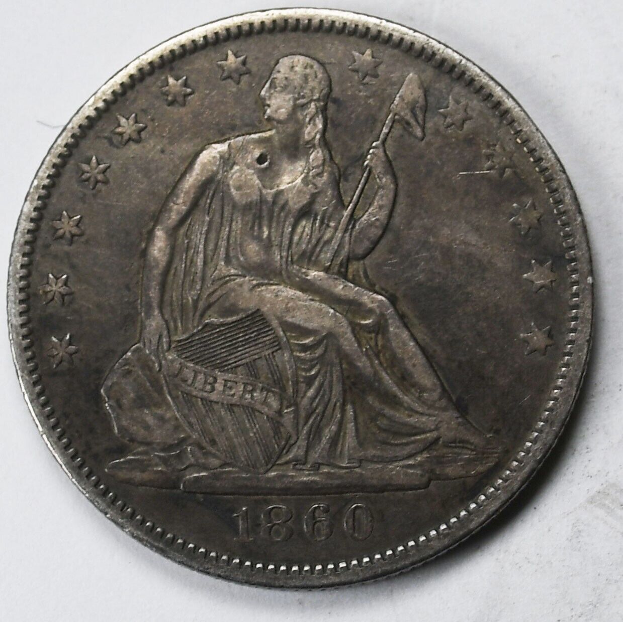1860 O 50c Seated Liberty Silver Half Dollar Fifty Cents New Orleans Graffiti