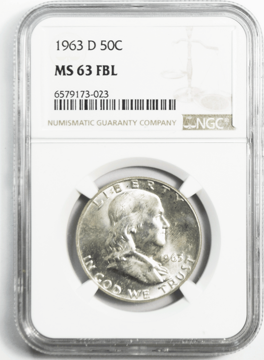 1963 D 50c Franklin Silver Half Dollar Fifty Cents NGC MS63 FBL  Denver