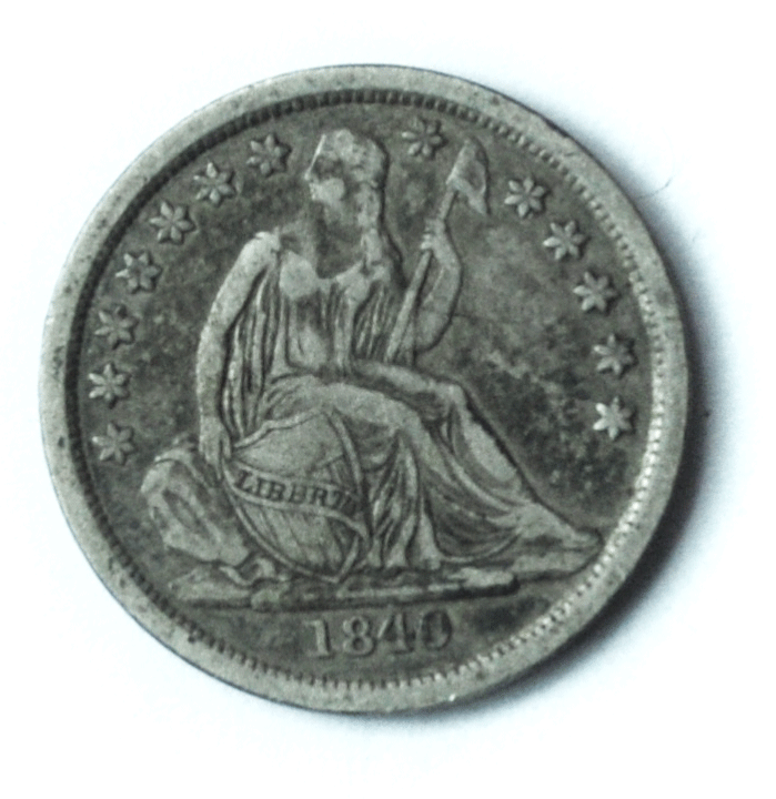 1840 10c Seated Silver Dime Ten Cents Philadelphia Chin Whiskers Top 100 F-103