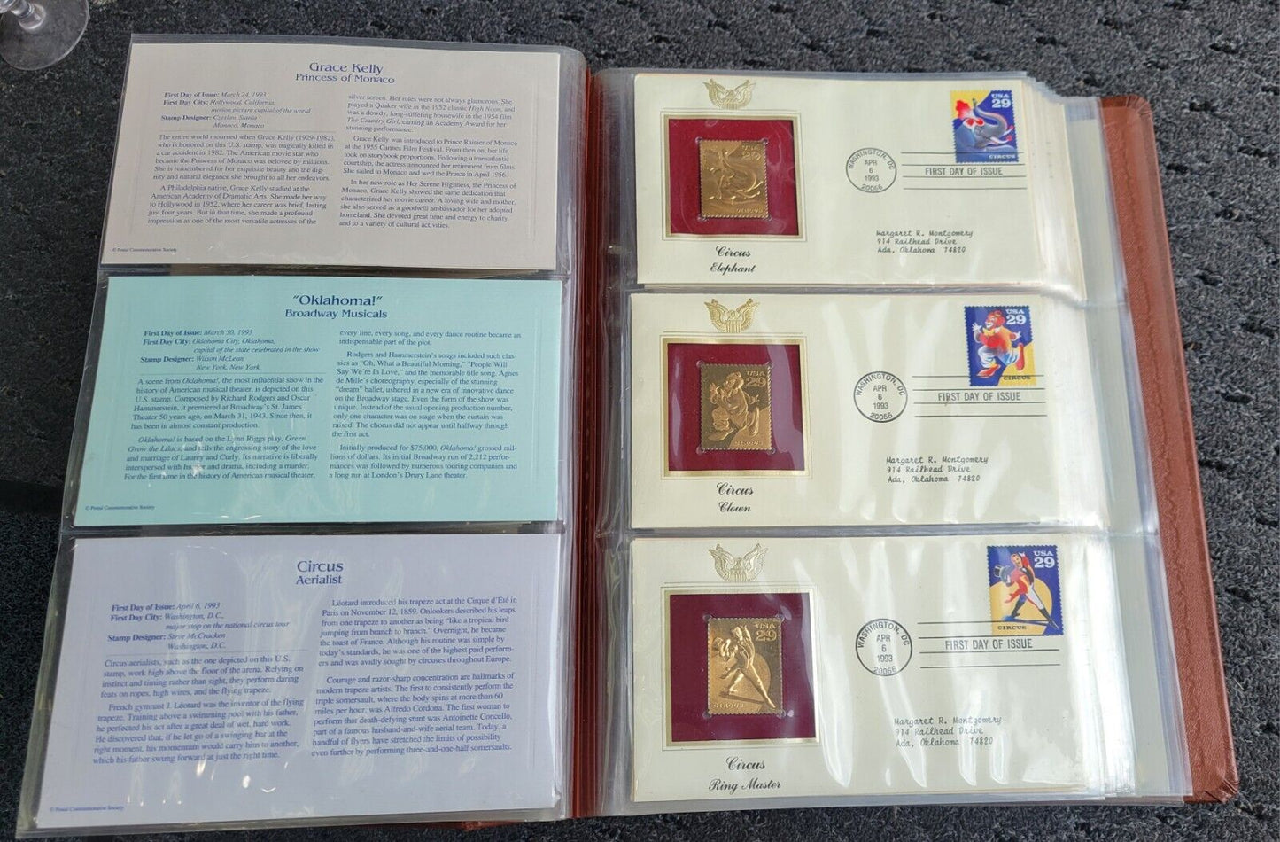 Golden Replicas of United States Stamps Album 22k Gold In Booklet 47pc.