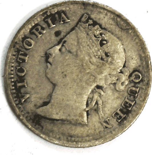 1889 Straits Settlements Silver Five 5 Cents KM# 10