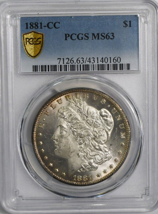 1881 CC $1 Morgan Silver One Dollar MS63 PCGS Uncirculated Carson City