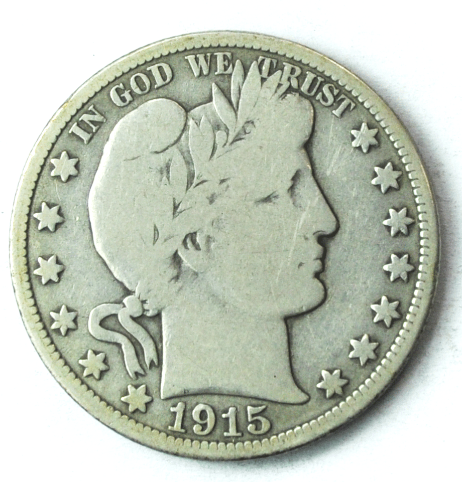 1915 D 50c Barber Silver Half Dollar Fifty Cents US Denver