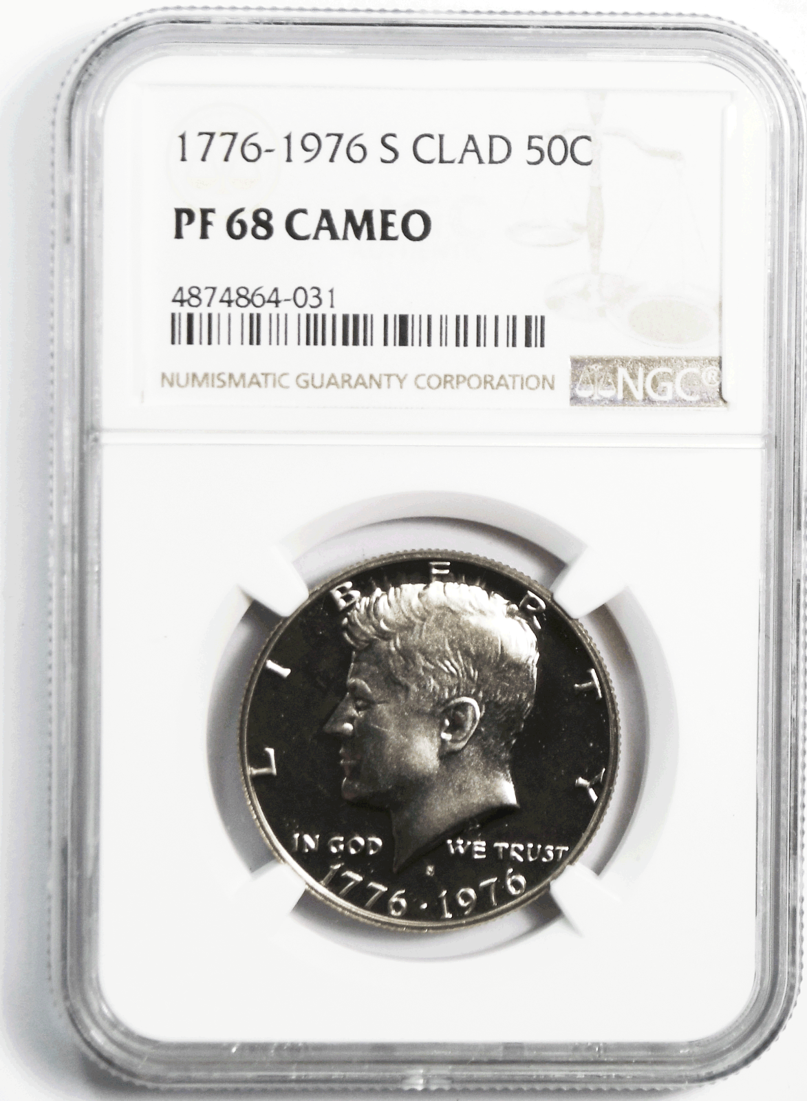 1976 S 50c Kennedy Half Dollar NGC PF68 Cameo Proof Bicentennial 1776