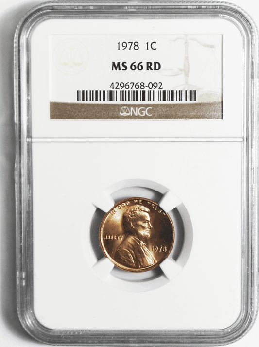 1978 1c Lincoln Memorial Cent One Penny NGC MS 66 RD