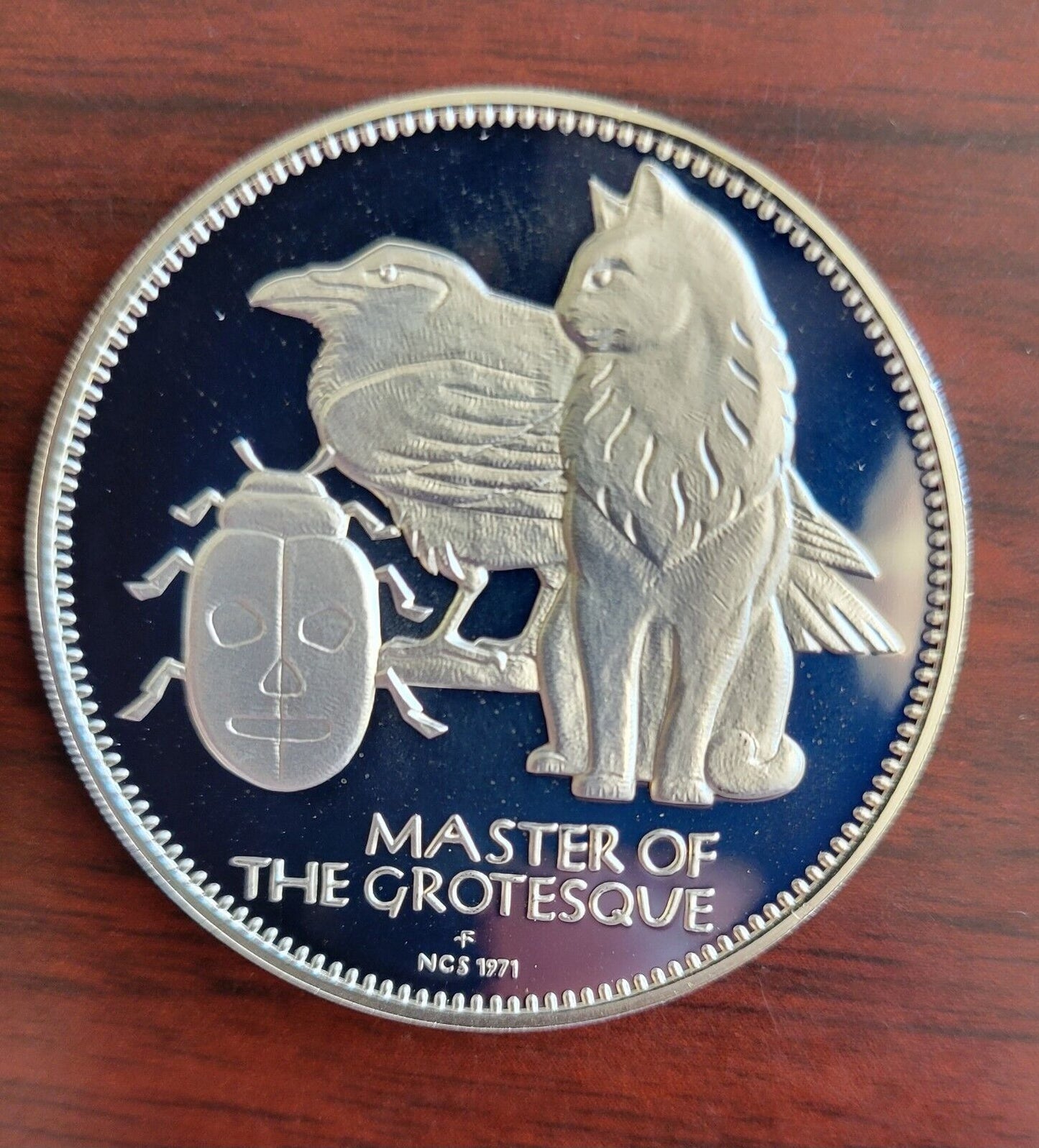1971 Edgar Allen Poe Master Of Grotesque Franklin Mint Sterling Medal .85oz.