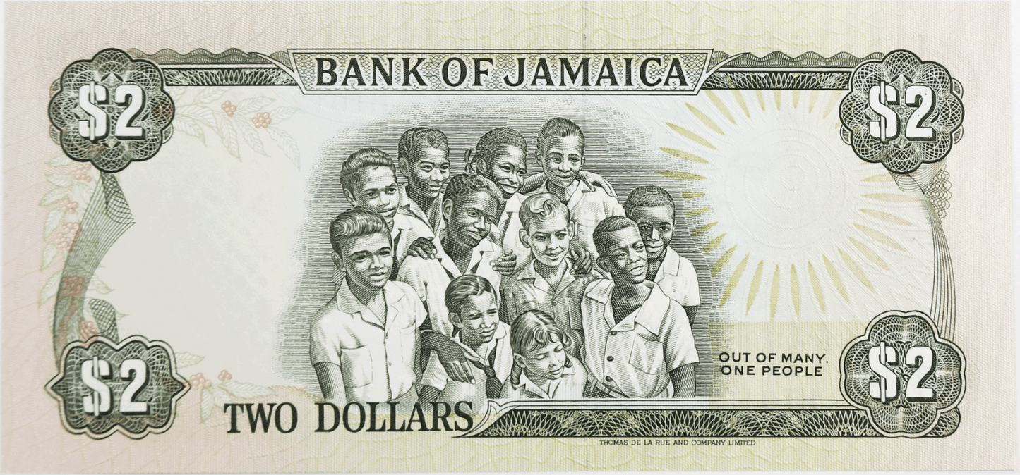 1993 Jamaica $2 Two Dollars Banknote Uncirculated HT012927