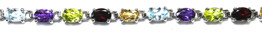 Sterling Silver Multi Color Stone Tennis Bracelet 4mm 7.25"