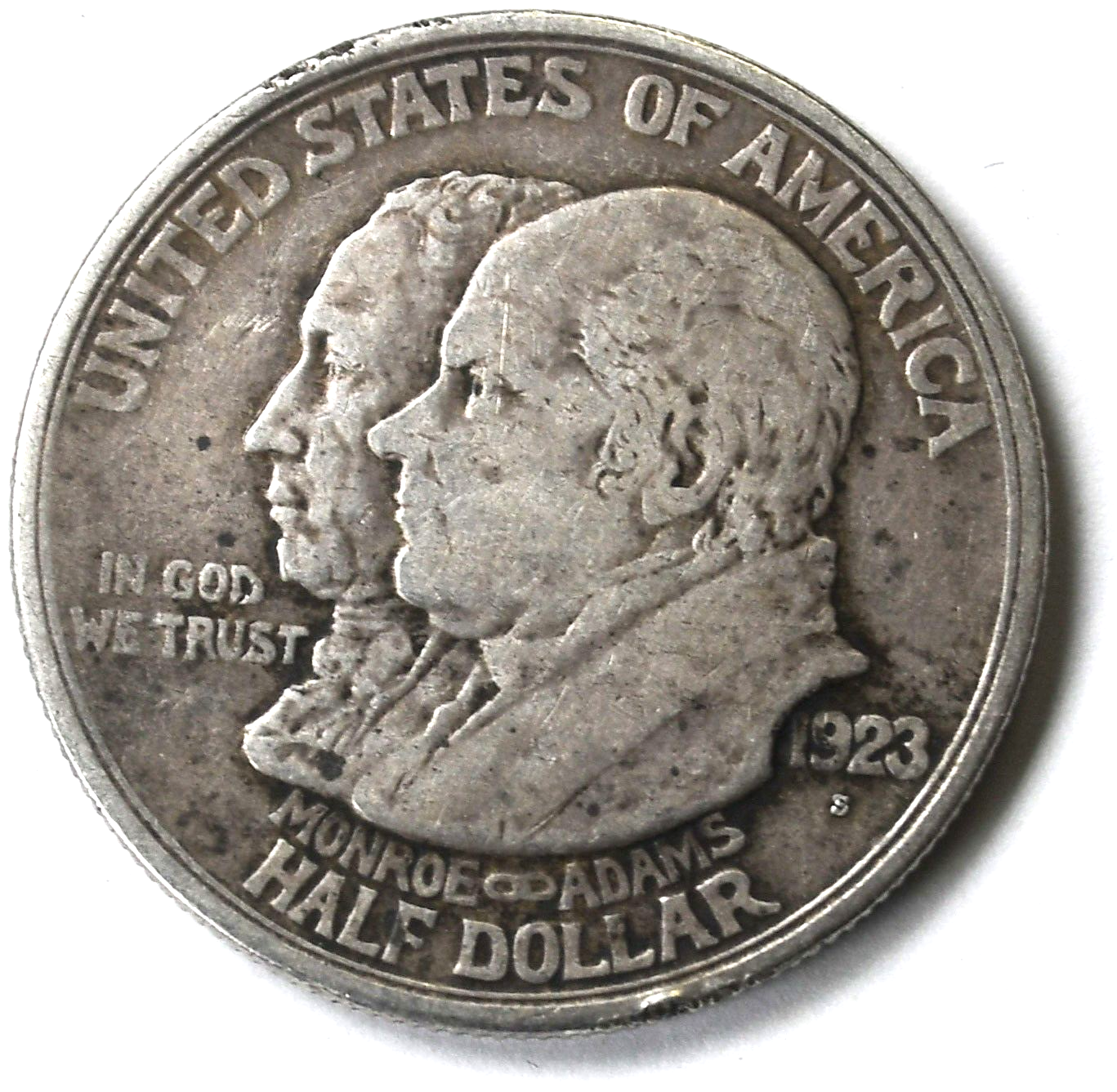 1923 S 50c Monroe Adams Commemorative Silver Half Dollar